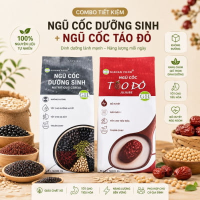 Combo Tiết Kiệm Ngũ Cốc Dưỡng Sinh + Ngũ Cốc Táo Đỏ